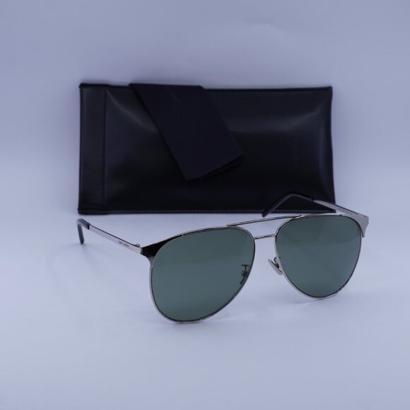 Saint Laurent SL279 004 Aviator Sunglasses - Silver/Green - Picture 6 of 9